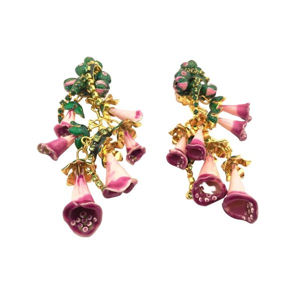 Lunch at the Ritz Couture Earrings Foxy Flowers Whimsical Jewelry - Picture 3 of 6